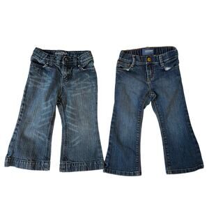 Baby Gap 18-24 M & Old Navy 2T Baby Girl Jeans Blue pack of 2 Adjustable Waist